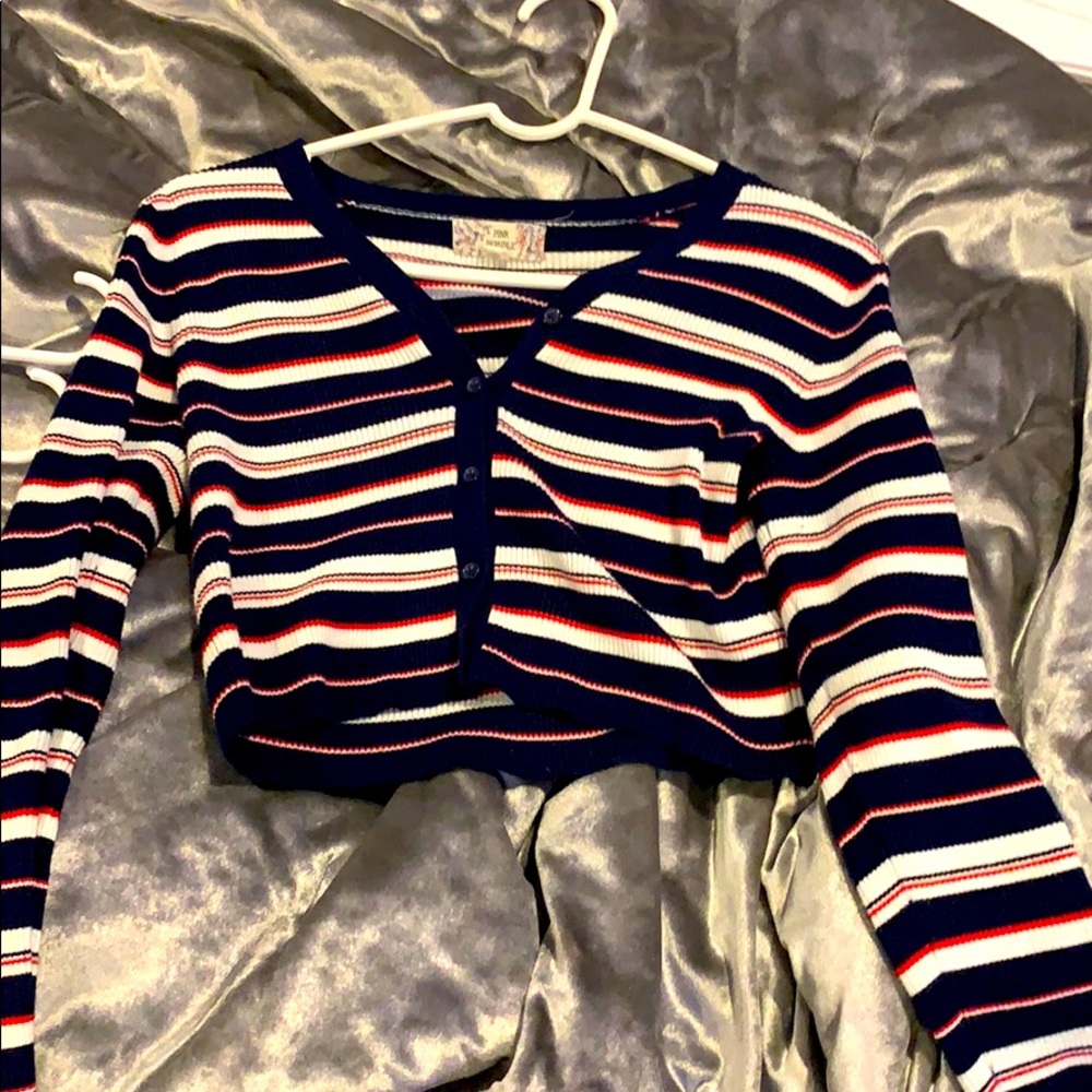 Striped long sleeve crop top